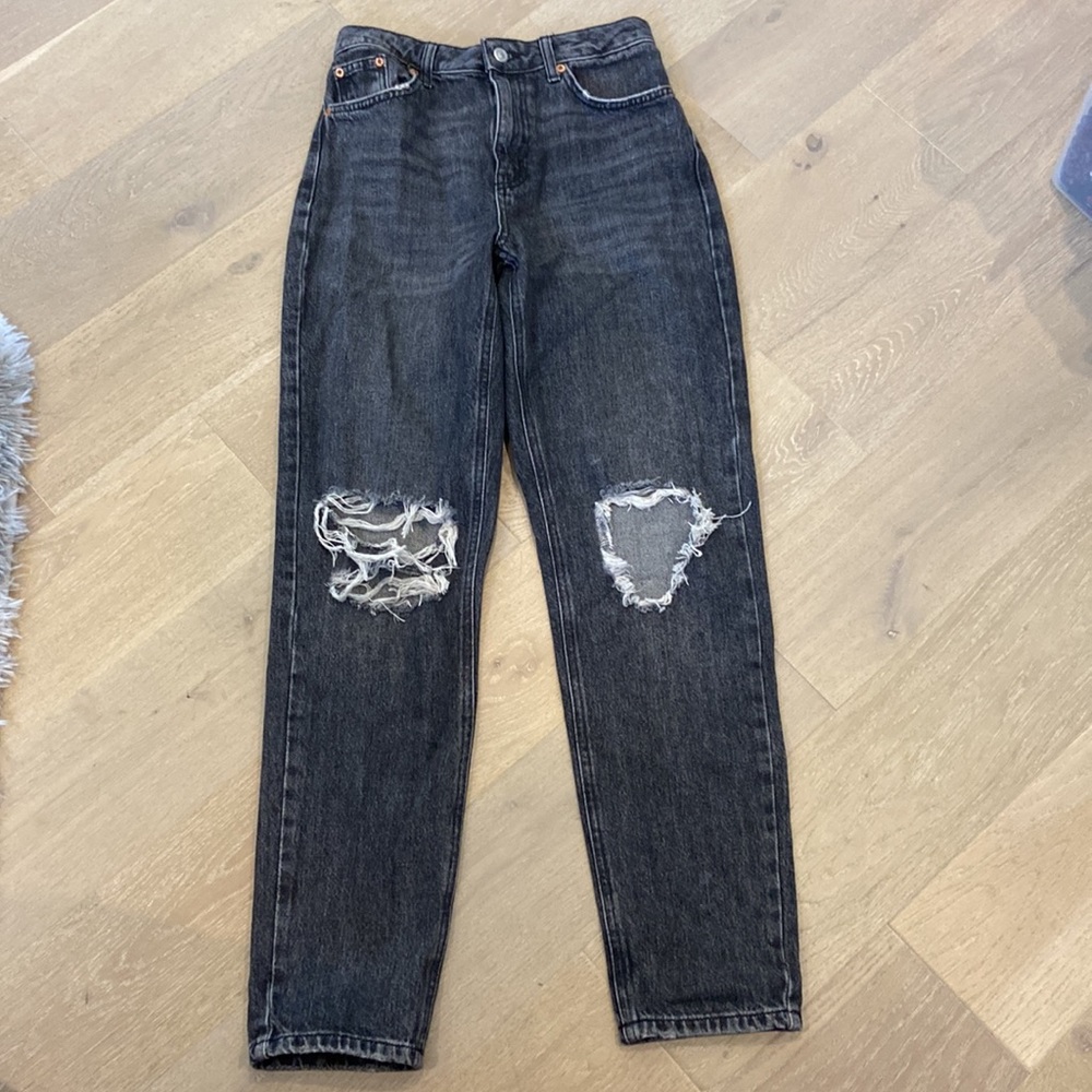 Topshop Grey/Black Ripped Jeans
